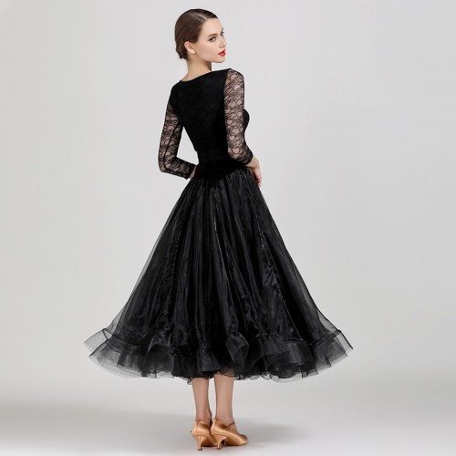 Turquoise red black lace ballroom dance dresses for women waltz tango foxtort standard competition ballroom dancing dress for female